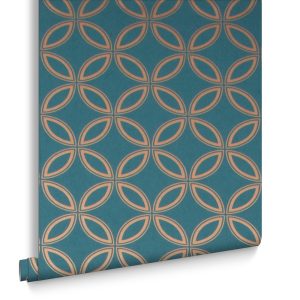Graham & Brown Vliesbehang – Eternity Teal & Gold – 10mx53cm Graham & Brown Vliesbehang – Eternity Teal & Gold – 10mx53cm
