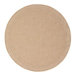 Interieur05 Rond Jute buitenkleed Naturel Visgraat Border – 200 x 200