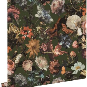 ESTAhome behang bloemen vergrijsd olijfgroen – 53 cm x 10.05 m – 13917 ESTAhome behang bloemen vergrijsd olijfgroen – 53 cm x 10.05 m – 13917
