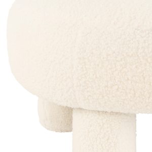 J-Line kruk Rond Teddy voeten Bouclé – textiel – wit J-Line kruk Rond Teddy voeten Bouclé – textiel – wit
