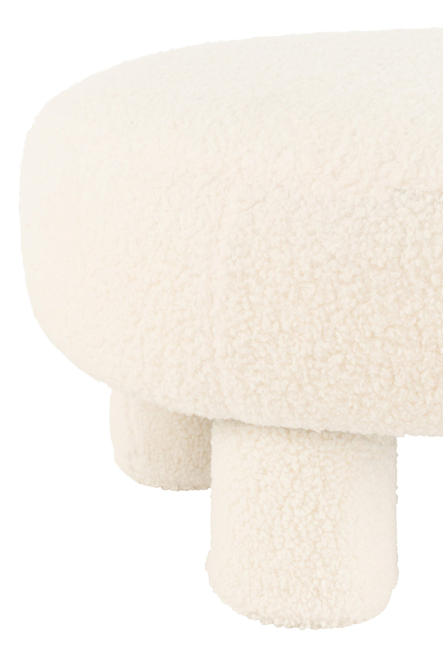 J-Line kruk Rond Teddy voeten Bouclé - textiel - wit