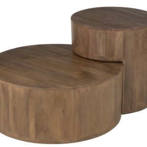 J-Line bijzettafel toge – hout – bruin – 2 stuks