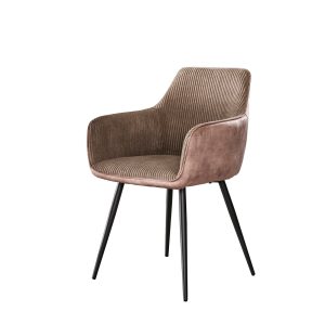 Giga Meubel Eetkamerstoel Rib – Zand Ribstof – Set van 2 Giga Meubel Eetkamerstoel Rib – Zand Ribstof – Set van 2
