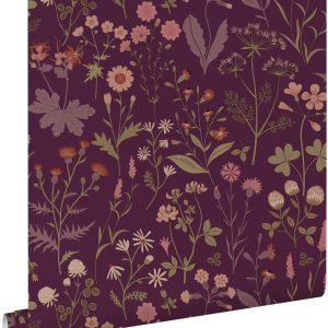 ESTAhome behang veldbloemen aubergine paars – 50 x 900 cm – 131637 ESTAhome behang veldbloemen aubergine paars – 50 x 900 cm – 131637