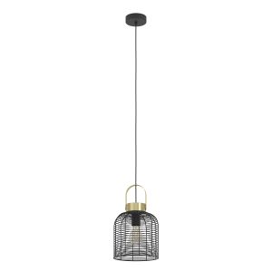 EGLO hanglamp Roundham – e27 – ø 22 cm – zwart/goud – staal EGLO hanglamp Roundham – e27 – ø 22 cm – zwart/goud – staal