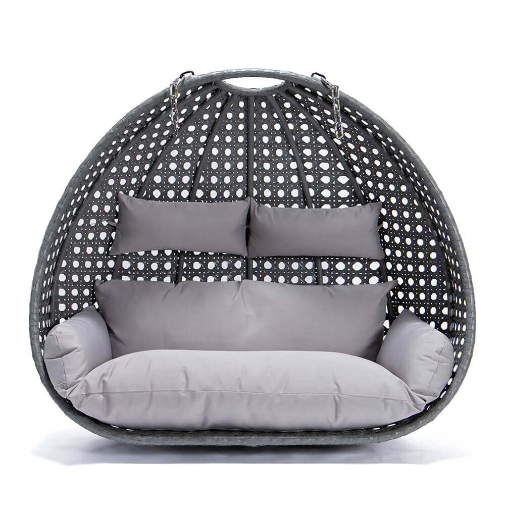Home Deluxe Hangstoel TWIN Grijze Mand en Kussens
