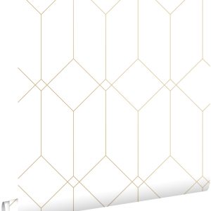 ESTAhome behang art deco motief wit en goud – 53 cm x 10.05 m – 139223