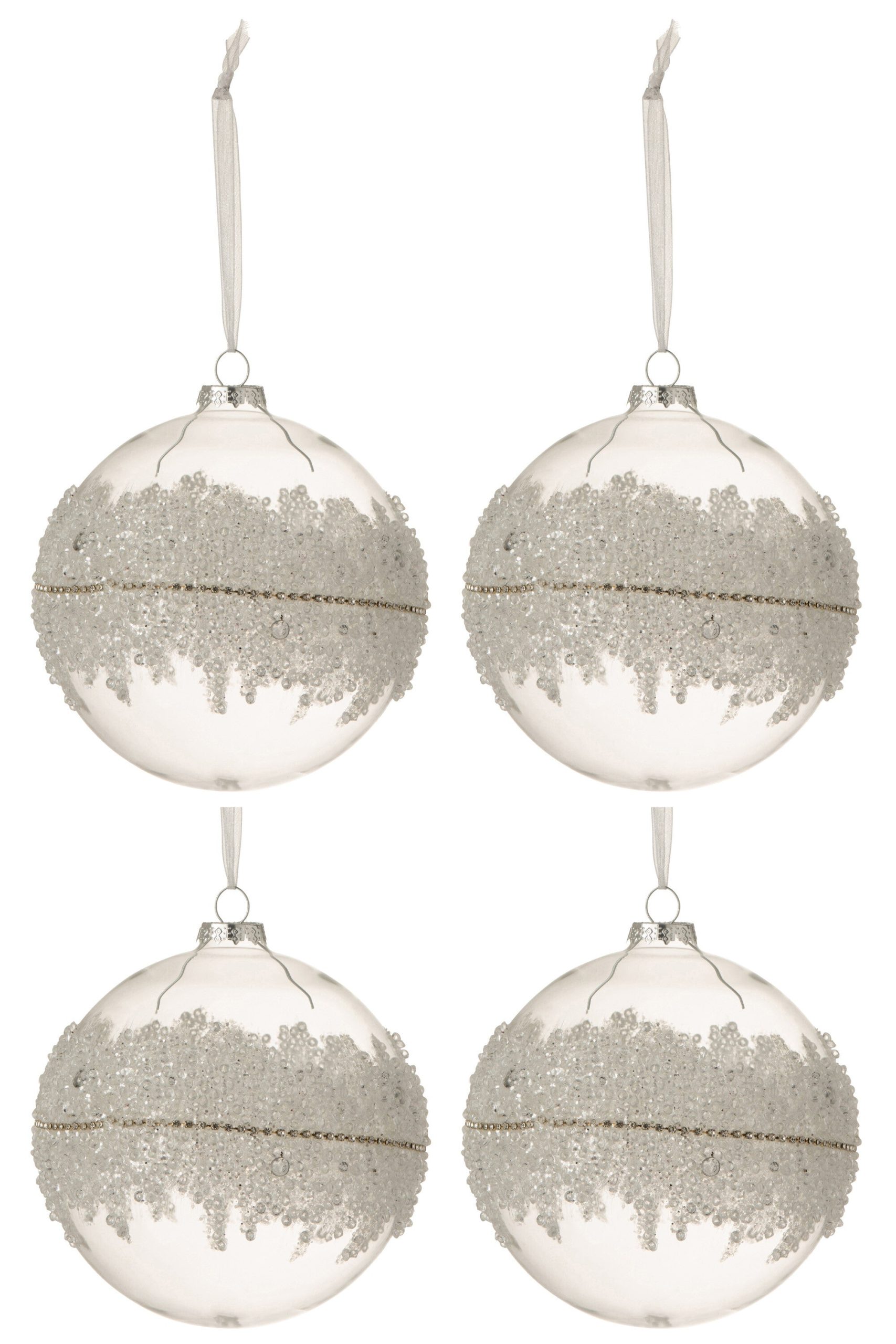 J-Line kerstbal Suiker Midden Diamanten Lijn - glas - large - doos van