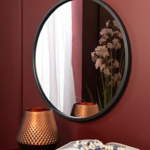 J-Line spiegel Rond – metaal – zwart – medium – Ø 50 cm