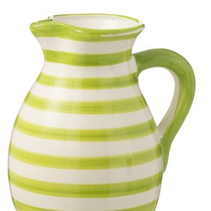 J-Line kruik Granada Stripes – keramiek – wit/groen – large J-Line kruik Granada Stripes – keramiek – wit/groen – large