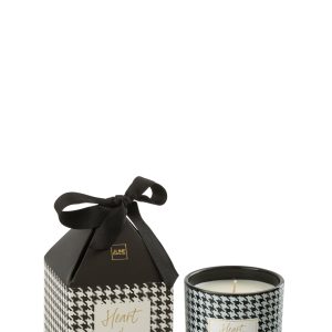 J-Line geurkaars Heart – glas – wit/zwart – small J-Line geurkaars Heart – glas – wit/zwart – small