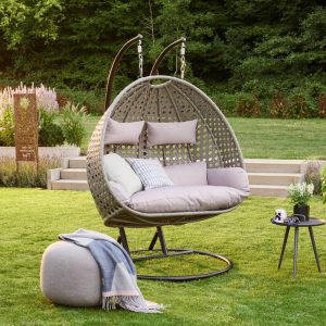Home Deluxe – Polyrattan hangstoel TWIN | Kleur: Grijs