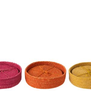 J-Line onderzetter – zeegras – roze/orange/geel – 3 dozen van 6 st.