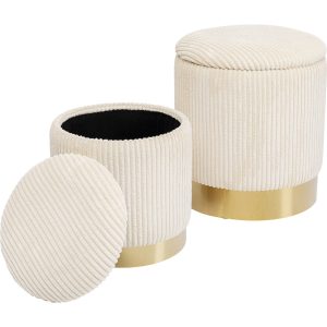 Kare Design Poef Kruk Plush creme (2/Set) Kare Design Poef Kruk Plush creme (2/Set)