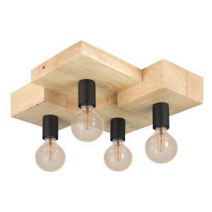 EGLO plafondlamp Halkin – e27 – 43 cm – bruin/zwart – hout EGLO plafondlamp Halkin – e27 – 43 cm – bruin/zwart – hout