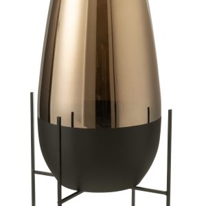 J-Line vaas Milan – glas – goud/zwart – Ø 26 cm