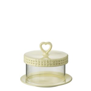 J-Line bord Cake onder glas – taartplateau – keramiek – geel – small J-Line bord Cake onder glas – taartplateau – keramiek – geel – small