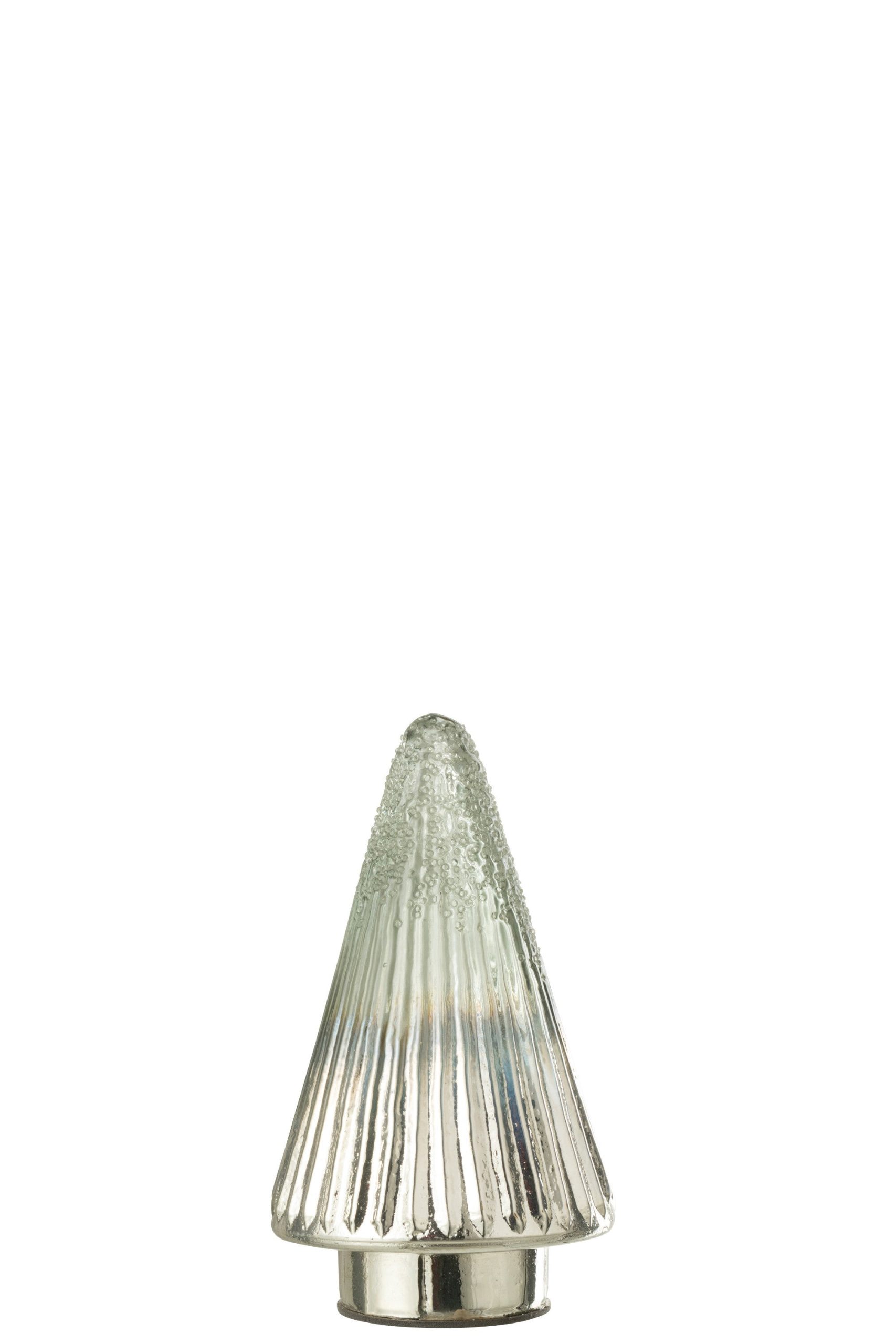 J-Line decoratie Kerstboom Geribbeld - glas - zilver/transparant - sma