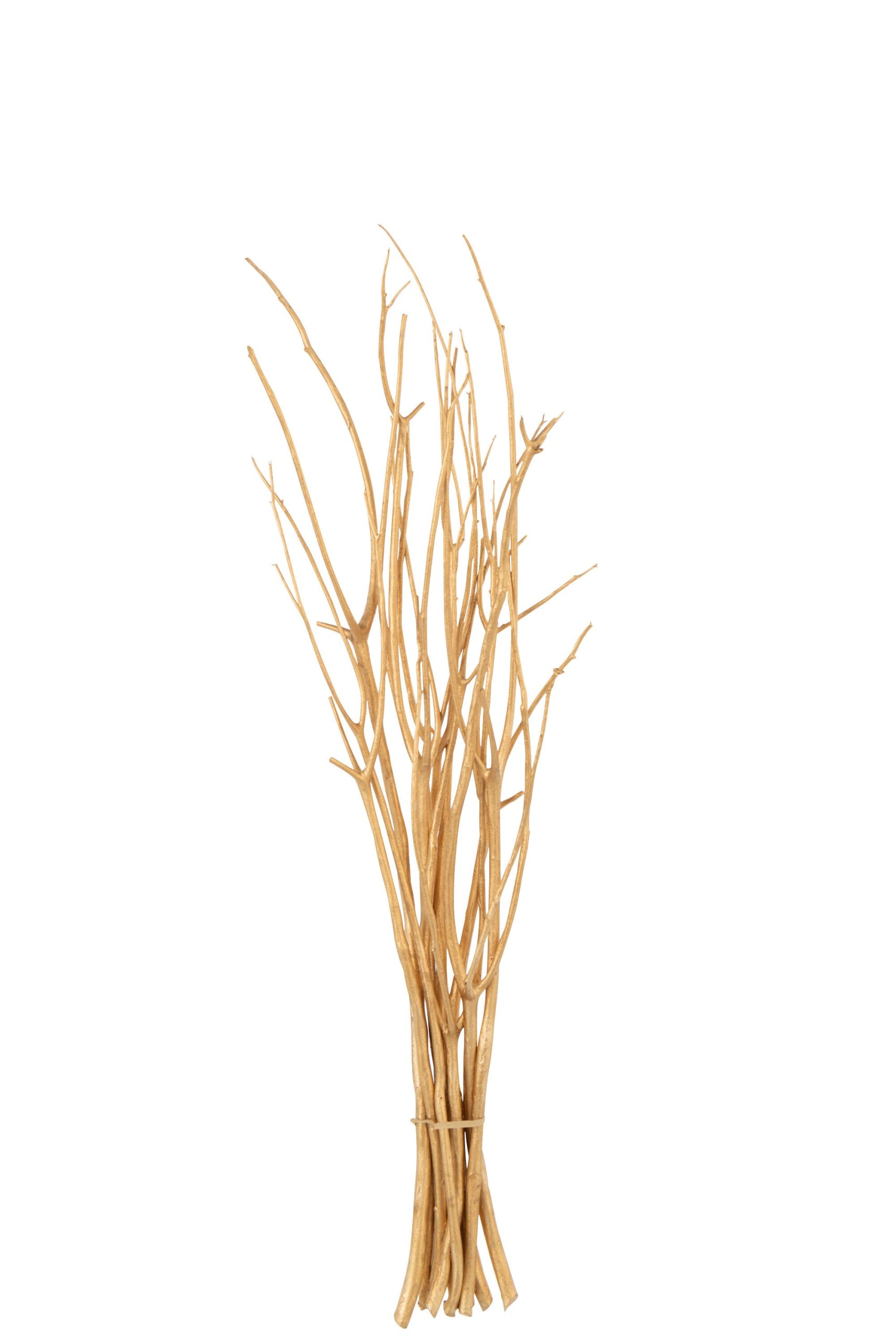 J-Line decoratie tak droogbloemen - riet - goud - small - 3 stuks