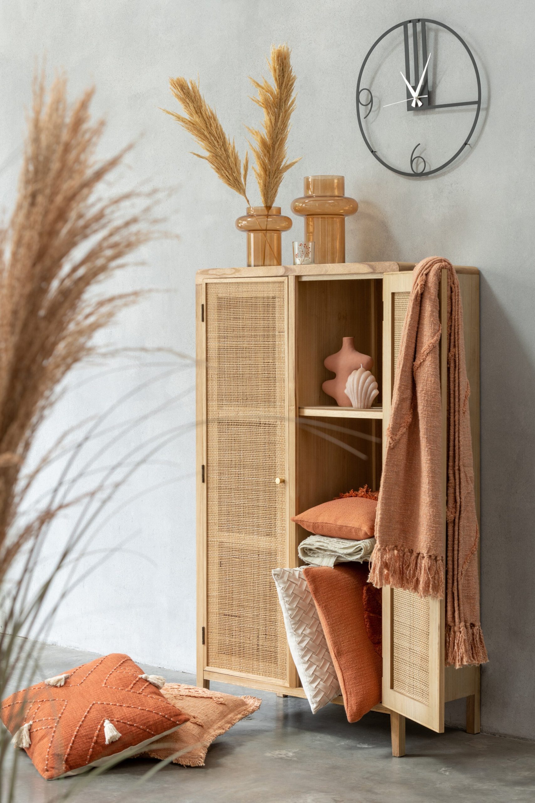 J-Line plaid Kwastjes - katoen - zalm - 190 x 56 cm