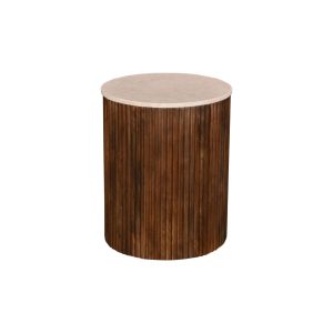 Giga Meubel Bijzettafel Davi Rond – Marmer/Hout – Donkerbruin – 45x45x Giga Meubel Bijzettafel Davi Rond – Marmer/Hout – Donkerbruin – 45x45x