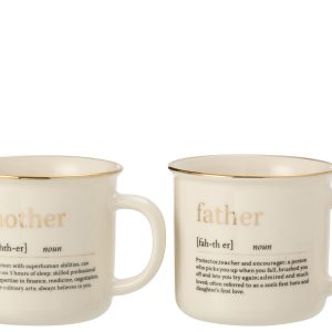 J-Line mok Boodschap Mother Father – keramiek – goud – 2 stuks J-Line mok Boodschap Mother Father – keramiek – goud – 2 stuks