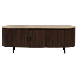 Giga Meubel Tv-Meubel Amber – Mangohout/Metaal/Travertin – Bruin – 160
