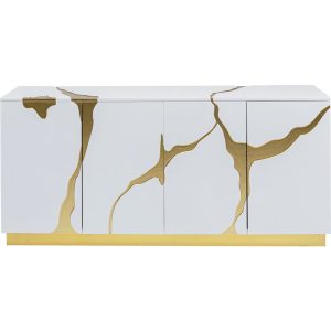 Kare Design Dressoir Cracked wit en goud