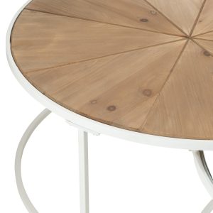 J-Line bijzettafel Relax – metaal/hout – wit/naturel – set van 2