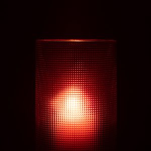 J-Line windlicht Geruit – kaarshouder – glas – rood/goud – large J-Line windlicht Geruit – kaarshouder – glas – rood/goud – large