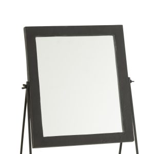 J-Line spiegel Vierkant Op Voet – metaal – zwart – 34 x 20 cm