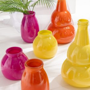 J-Line vaas – glas – oranje/roze – large