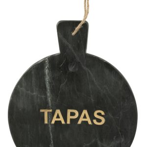 J-Line snijplank Tapas Rond Marmer – steen – zwart/goud J-Line snijplank Tapas Rond Marmer – steen – zwart/goud