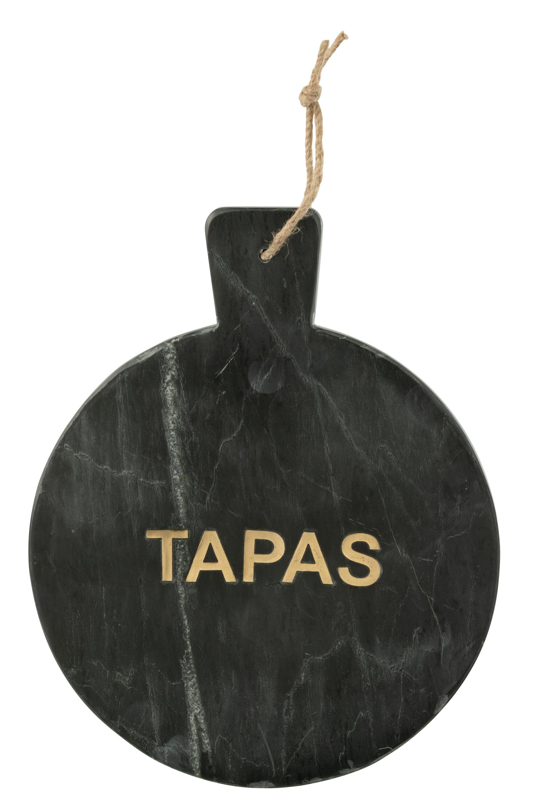 J-Line snijplank Tapas Rond Marmer - steen - zwart/goud