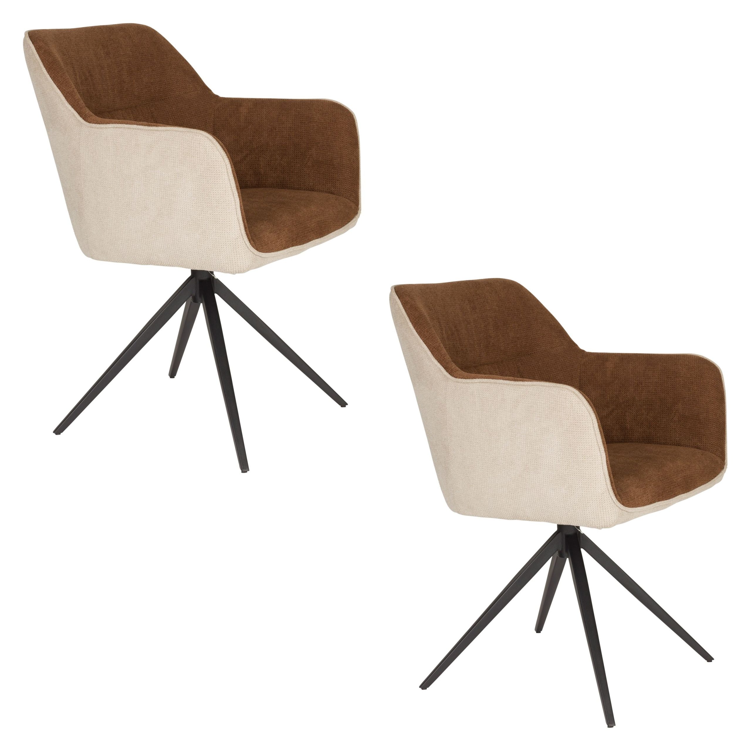 Housecraft Living Daley Eetkamerstoelen Armeluning Beige/Bruin - Set v