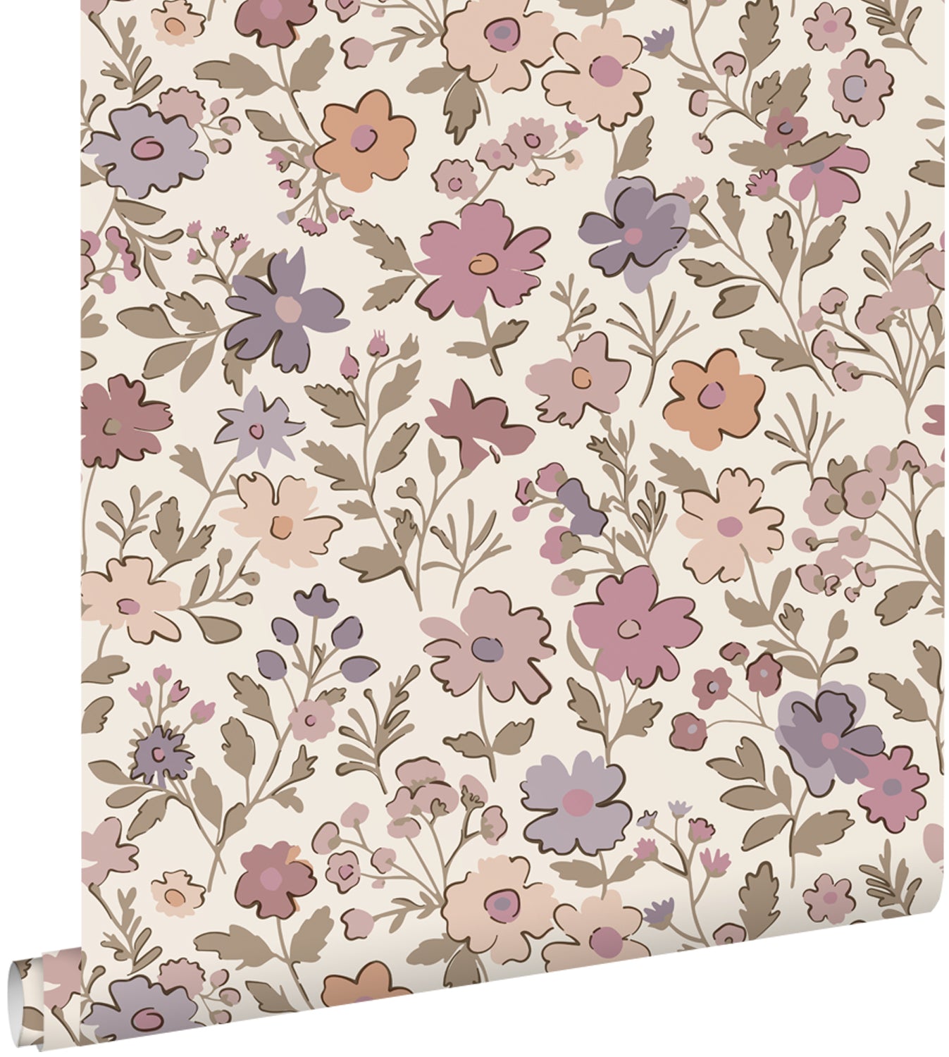 ESTAhome behang bloemetjes paars, roze en wit - 53 cm x 10.05 m - 1313