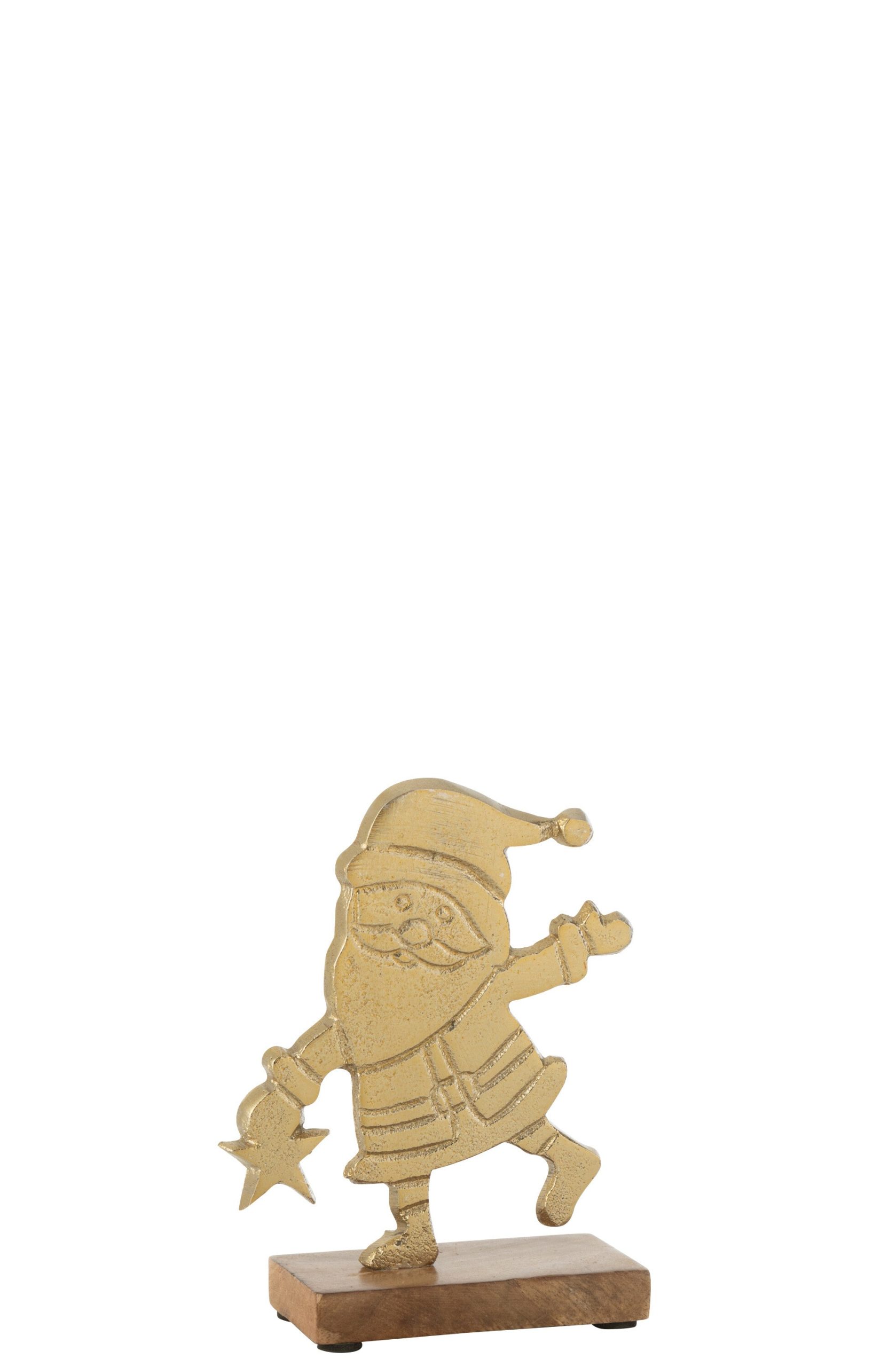 J-Line figuur Kerstman - aluminium/hout - goud - small