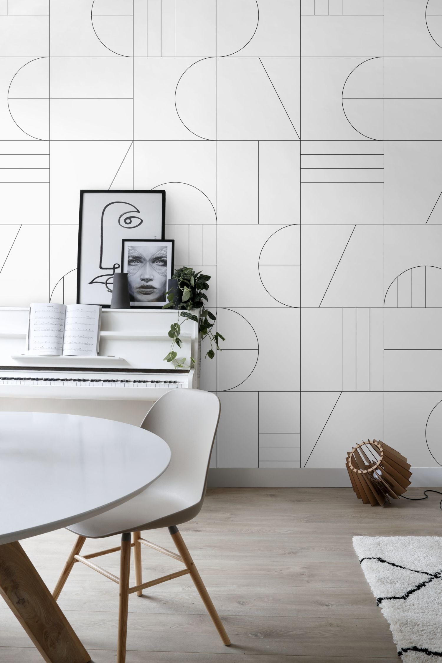 ESTAhome fotobehang art deco motief wit en zwart - 200 x 300 cm - 1589