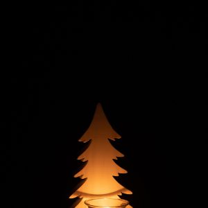 J-Line kaarshouder Kerstboom – hout – wit – 2 stuks