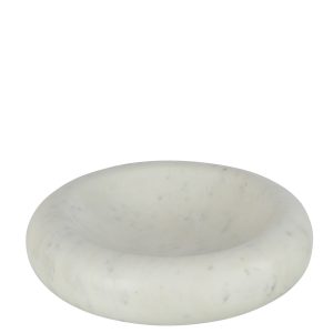 J-Line kom Rond Laag Marmer – wit – large