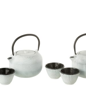 J-Line theepot – metaal – wit – 2 stuks