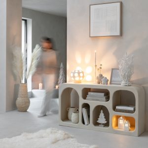 J-Line decoratie Theeboomhout – hout – wit – small