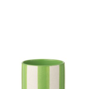 J-Line bloempot Gestreept – keramiek – groen/wit – small J-Line bloempot Gestreept – keramiek – groen/wit – small
