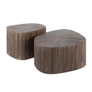 Giga Meubel Salontafel Maya – Donkerbruin Hout – Set van 2 – 73x68x31c