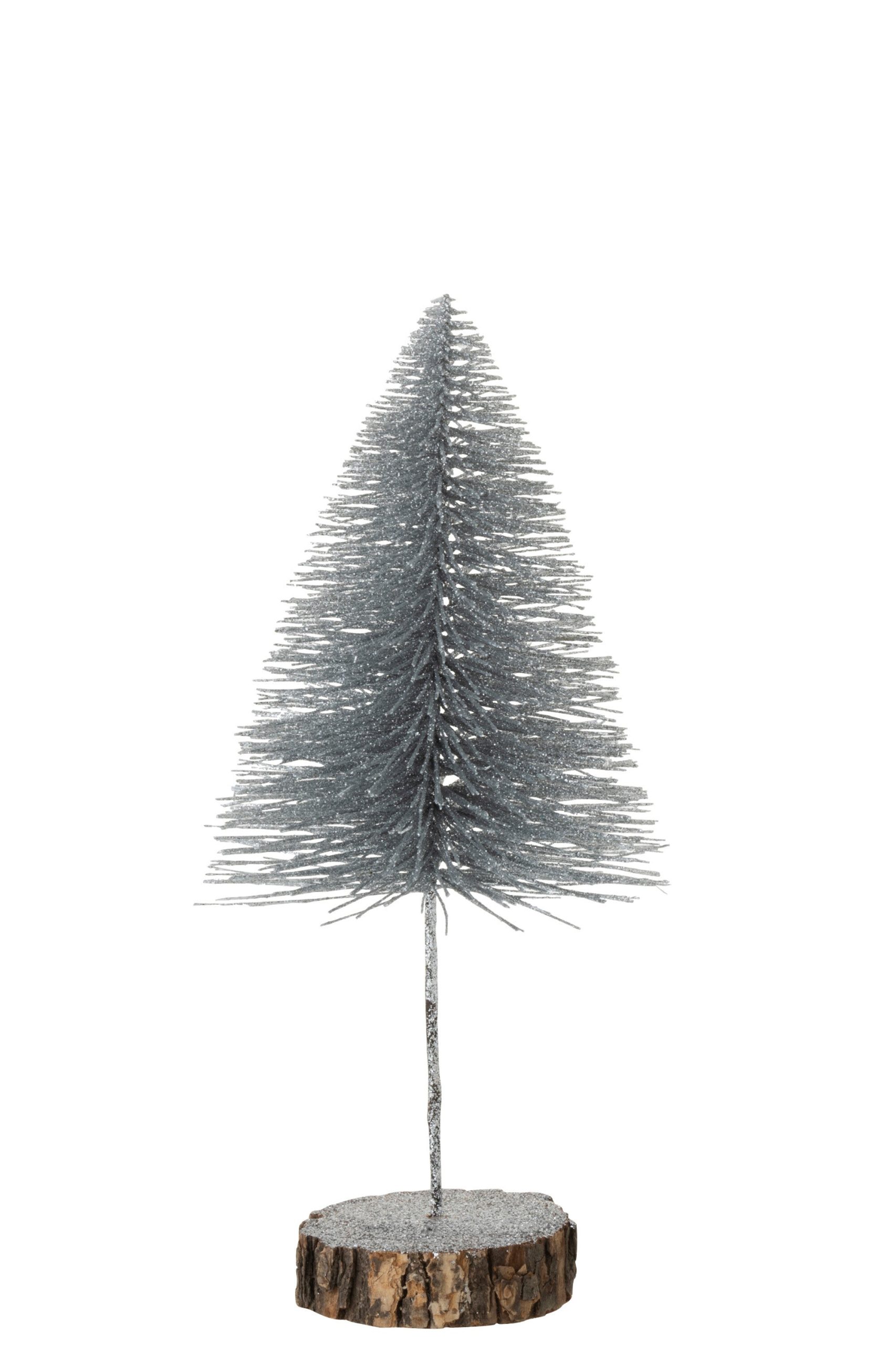 J-Line decoratie Kerstboom - kunststof - zilver - large - 2 stuks
