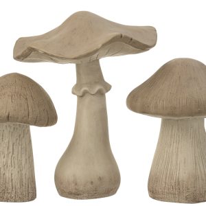 J-Line decoratie Paddenstoel – polyresin – grijs – set van 3 J-Line decoratie Paddenstoel – polyresin – grijs – set van 3