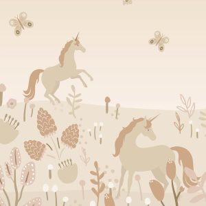 ESTAhome fotobehang unicorns licht terracotta en terracotta roze – 250