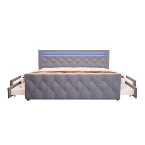 Home Deluxe Gestoffeerd Bed VELARA Donkergrijs