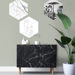 ESTAhome muursticker marmer zwart wit – 70 x 81 cm – 159002 ESTAhome muursticker marmer zwart wit – 70 x 81 cm – 159002