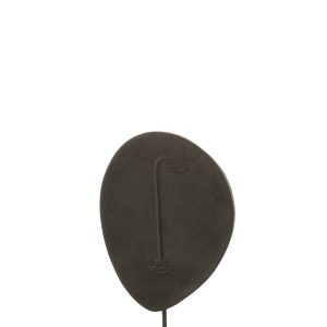 J-Line decoratie Hoofd Plat Op Voet – polyresin – zwart – small